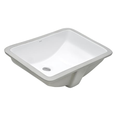 Ruvati 19"x13" Undermnt Bthrm Vanity Sink Wht Rectangular Ceramic W/ Overflow RVB0721
